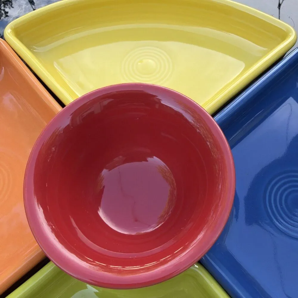 Fiestaware Relish Trays 5 Pc Set Fiesta Bright Colors Omni Inserts w/ Bowl